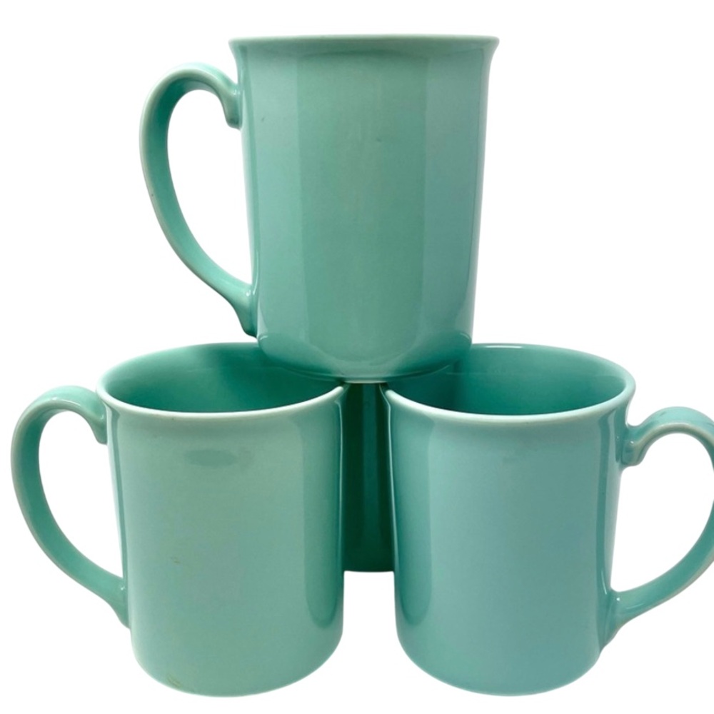 Corning of New York AquaTeal Green Coffee Mugs Set of 4 Cottage Farmhouse VTG